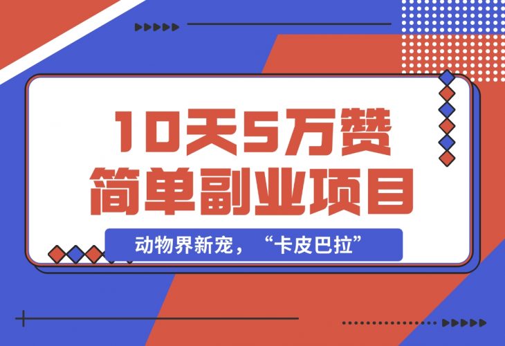 【2024.12.01】动物界新宠，“卡皮巴拉”是什么东西，10天5万赞，萌翻一片，管道收益，简单副业项目-小罗轻创